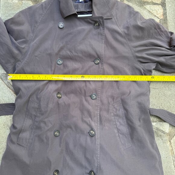 Vintage Chaps Ralph Lauren Trench Coat Mens 42 Short Taupe Wool Blend Lined - Picture 13 of 16